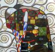 Vitrail d'après la mosaïque « l'Accomplissement » de Klimt - Montage plomb et Tiffany - Peinture à la grisaille, émail et dorure